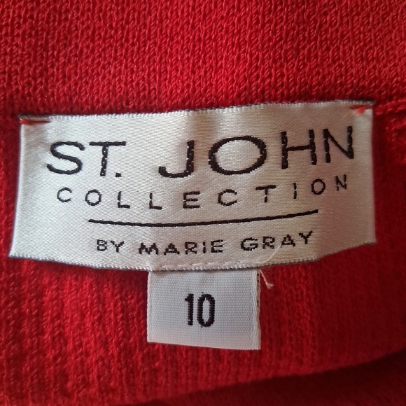 St. John Collection By Marie Gray Santana Knit Red Skirt Size 10 - Picture 6 of 10